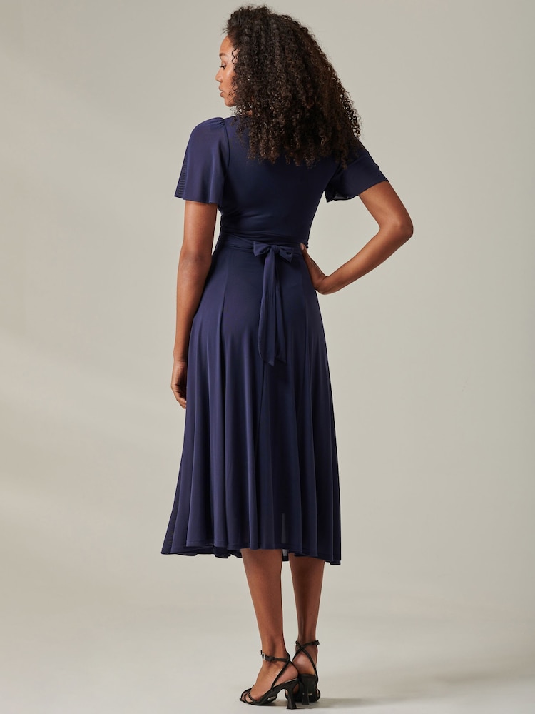 Jolie Moi Blue Ayla Plain Mesh Maxi Dress - Image 2 of 6