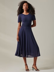 Jolie Moi Blue Ayla Plain Mesh Maxi Dress - Image 5 of 6