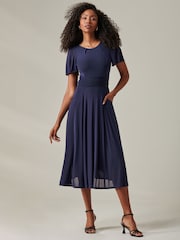 Jolie Moi Blue Ayla Plain Mesh Maxi Dress - Image 6 of 6
