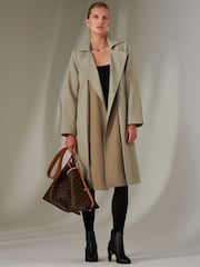 Jolie Moi Green Belted Longline Trench Coat - Image 2 of 6