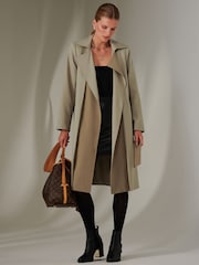 Jolie Moi Green Belted Longline Trench Coat - Image 6 of 6