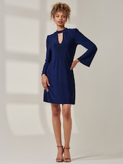 Jolie Moi Blue Dana Metallic Tunic Dress - Image 1 of 6