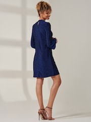 Jolie Moi Blue Dana Metallic Tunic Dress - Image 2 of 6