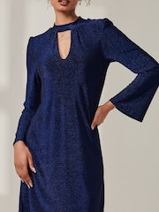Jolie Moi Blue Dana Metallic Tunic Dress - Image 3 of 6