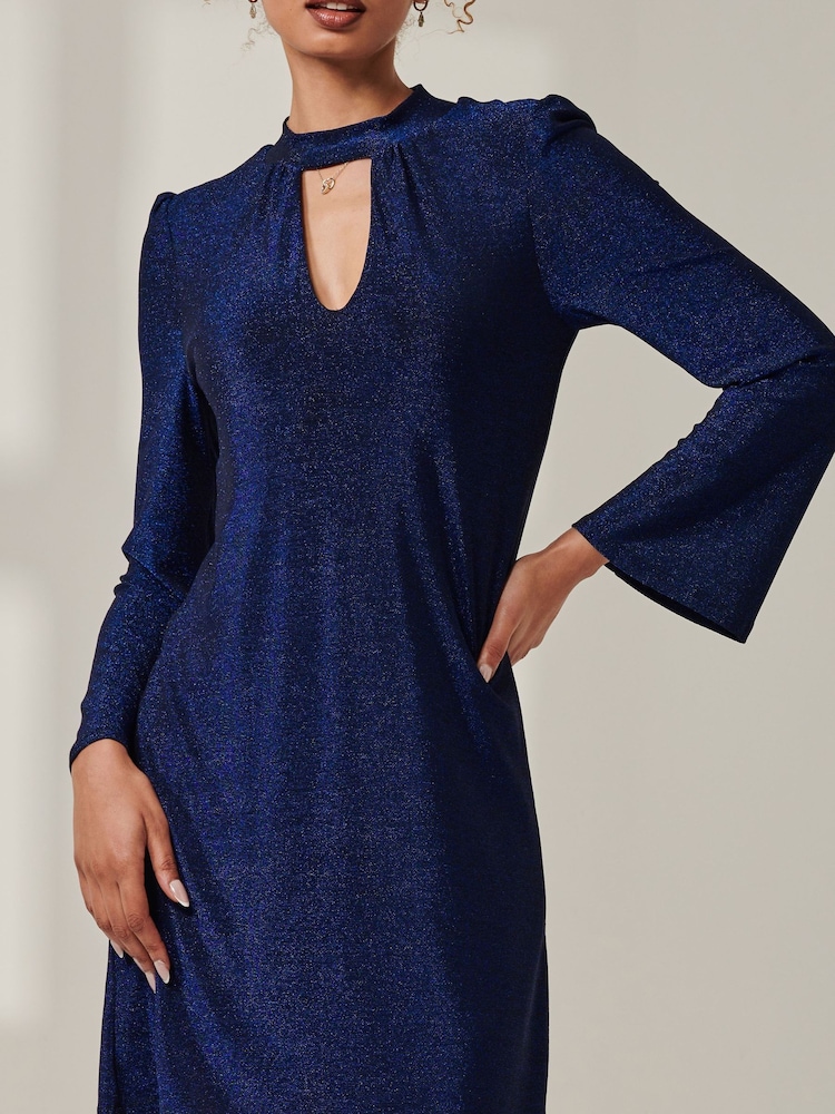 Jolie Moi Blue Dana Metallic Tunic Dress - Image 3 of 6