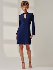 Jolie Moi Blue Dana Metallic Tunic Dress - Image 5 of 6