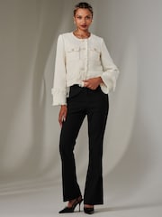 Jolie Moi Cream Button Through Tweed Jacket - Image 1 of 6