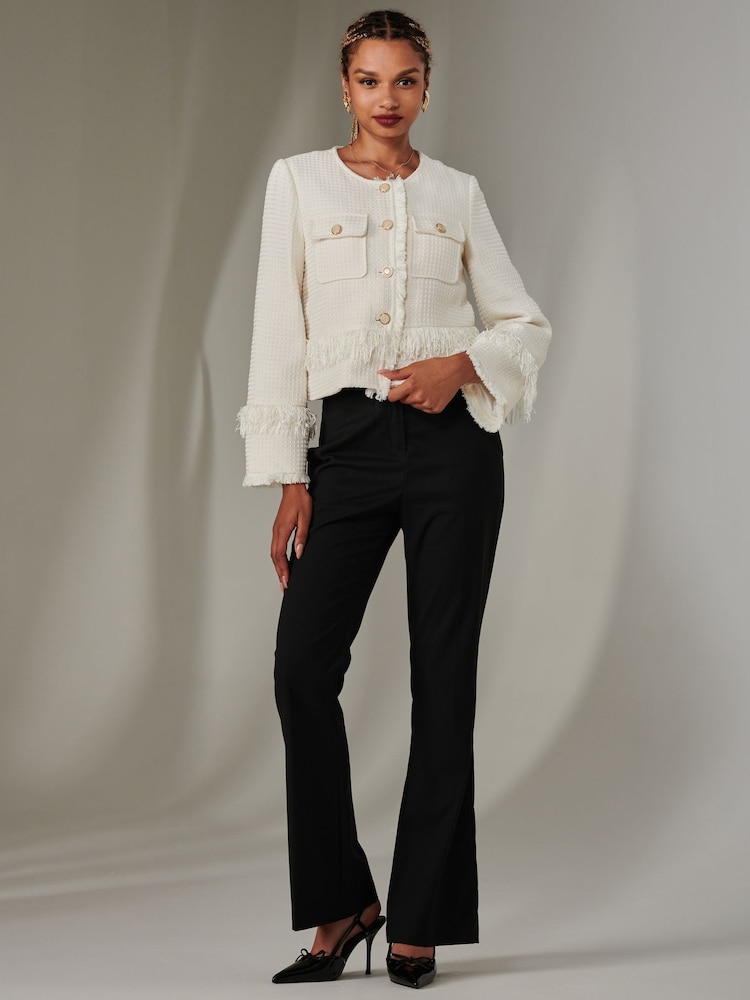 Jolie Moi Cream Button Through Tweed Jacket - Image 1 of 6