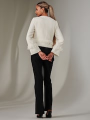 Jolie Moi Cream Button Through Tweed Jacket - Image 2 of 6