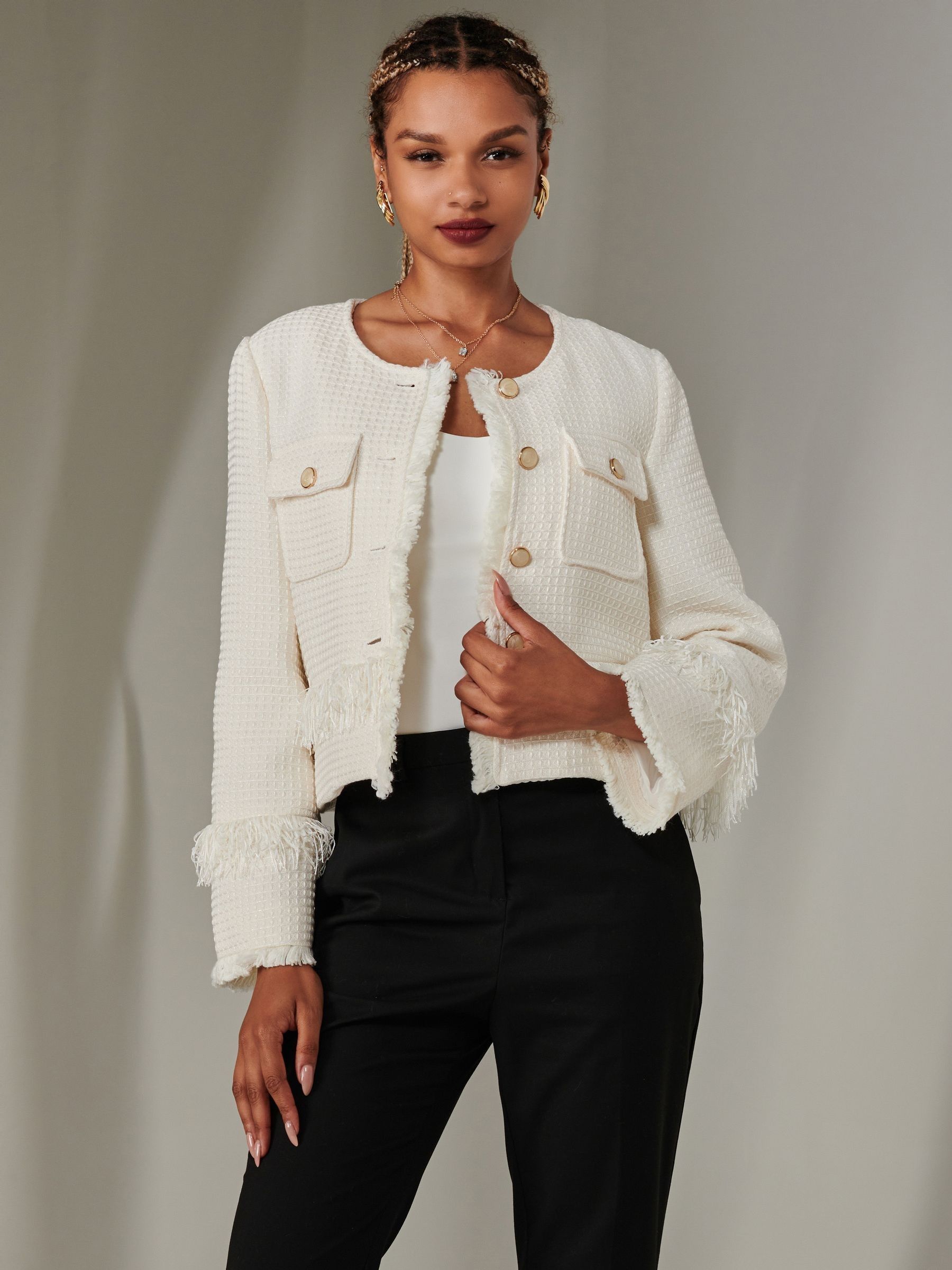 Buy Jolie Moi Cream Button Through Tweed Jacket from the Next UK