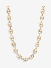 Mood Gold Tone Crystal Button Link Chain Necklace - Image 1 of 3
