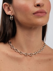 Mood Gold Tone Crystal Button Link Chain Necklace - Image 3 of 3