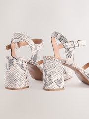 Snake Forever Comfort® Leather Square Toe Strappy Buckle Detail Platform Block Heels - Image 8 of 9