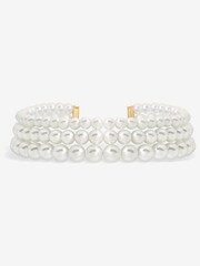 Mood Silver Cream Pearl 3 Row Choker Necklace - Image 1 of 3