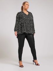 Yours Curve Black London Abstract Gathered Side Top - Image 2 of 5