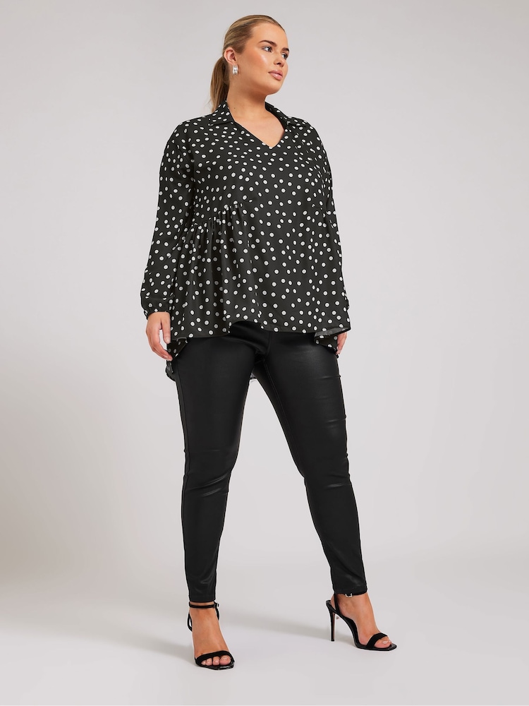 Yours Curve Black London Abstract Gathered Side Top - Image 2 of 5
