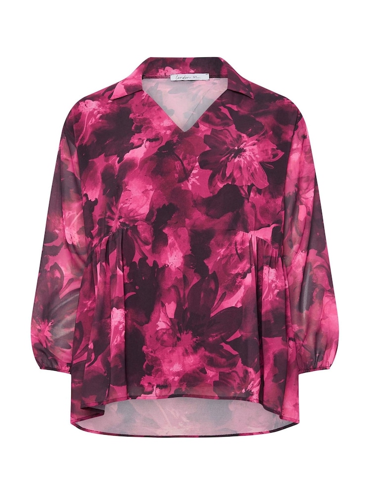 Yours Curve Pink London Abstract Gathered Side Top - Image 5 of 5