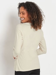M&Co Cream 3/4 Sleeve Wrap Top - Image 3 of 7
