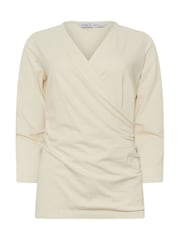 M&Co Cream 3/4 Sleeve Wrap Top - Image 5 of 7