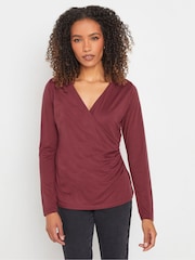 M&Co Purple Premium Long Sleeve Wrap Top - Image 1 of 5