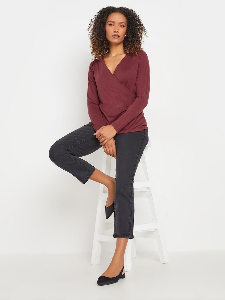 M&Co Purple Premium Long Sleeve Wrap Top - Image 2 of 5