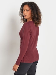 M&Co Purple Premium Long Sleeve Wrap Top - Image 3 of 5