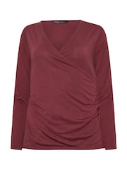 M&Co Purple Premium Long Sleeve Wrap Top - Image 5 of 5