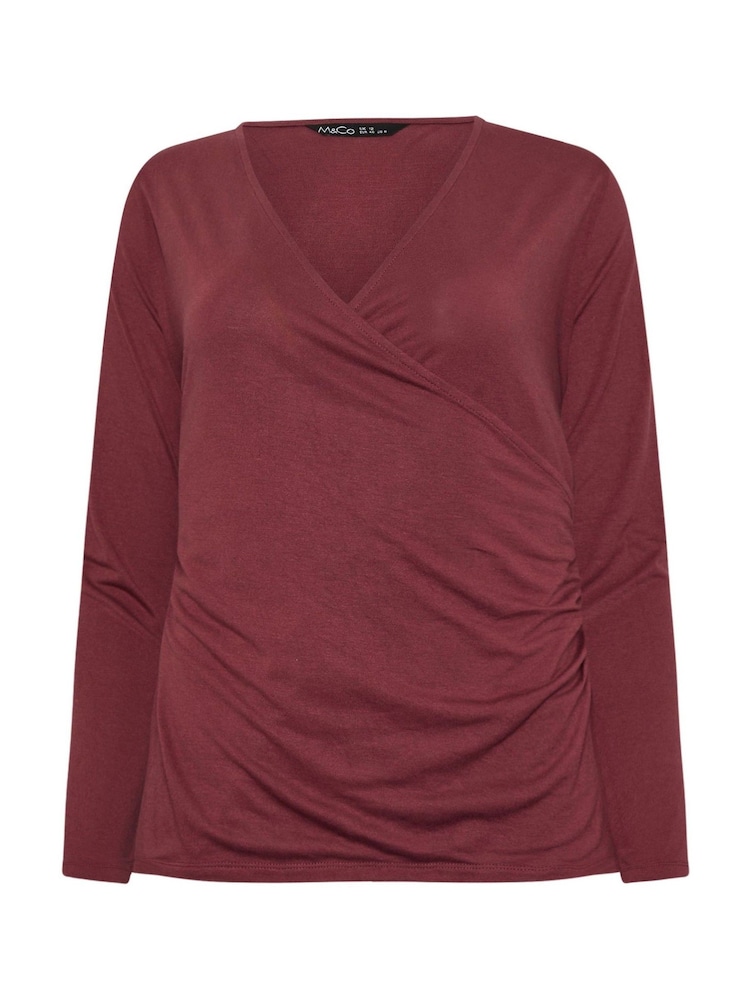 M&Co Purple Premium Long Sleeve Wrap Top - Image 5 of 5