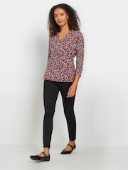 M&Co Red Ditsy 3/4 Sleeve Wrap Top - Image 2 of 5