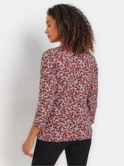 M&Co Red Ditsy 3/4 Sleeve Wrap Top - Image 3 of 5