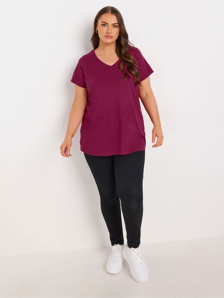 Yours Curve Purple Short Sleeve T-Shirts 3 Pack - Image 3 of 9