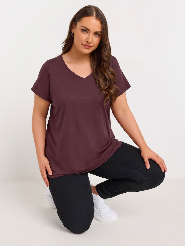 Yours Curve Purple Short Sleeve T-Shirts 3 Pack - Image 4 of 9
