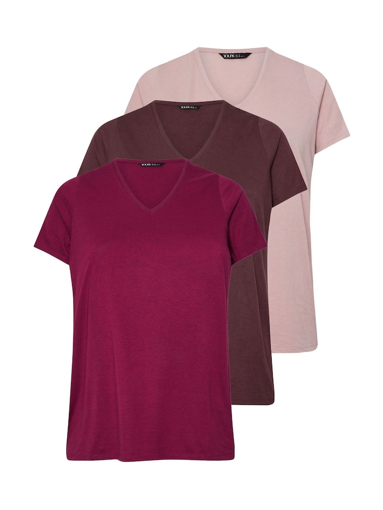 Yours Curve Purple Short Sleeve T-Shirts 3 Pack - Image 6 of 9