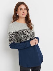 M&Co Grey Colourblock Top - Image 1 of 5