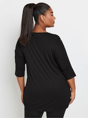 Yours Curve Black Embellished 3/4 Sleeve Top - Image 3 of 5