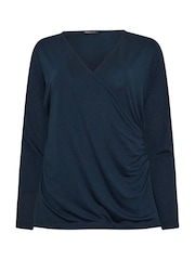 M&Co Blue Premium Long Sleeve Wrap Top - Image 5 of 5