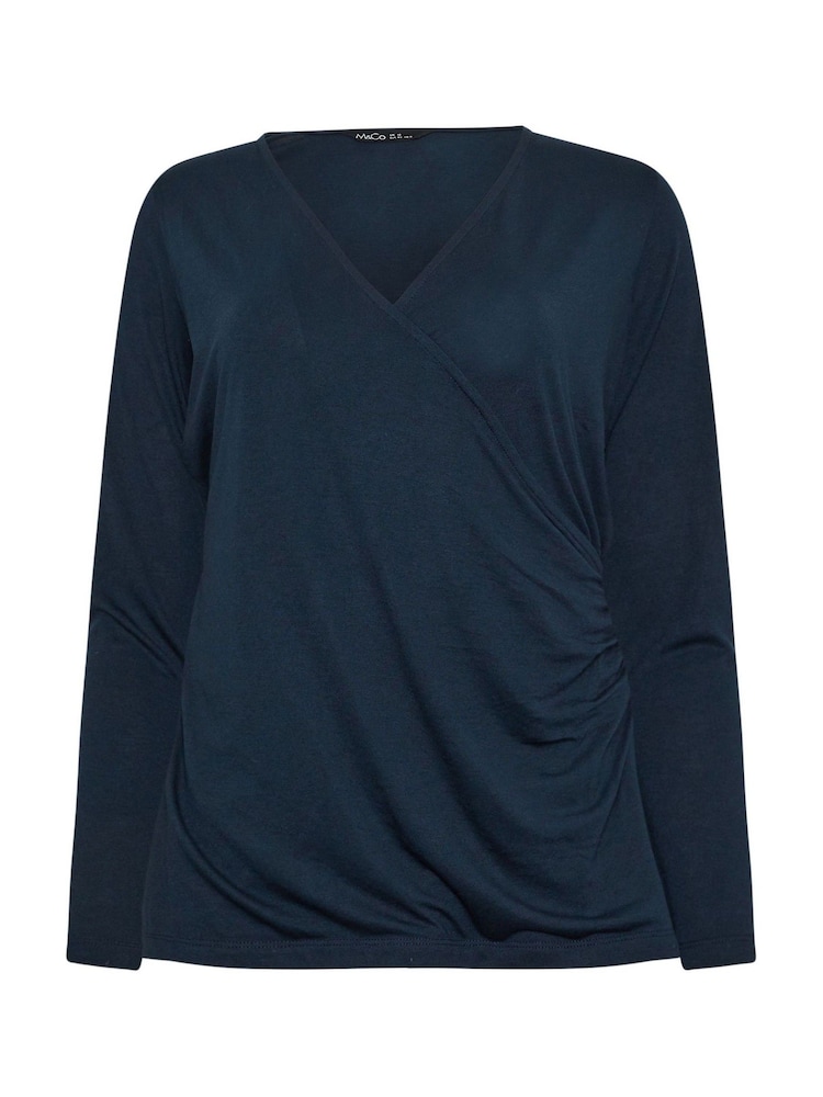 M&Co Blue Premium Long Sleeve Wrap Top - Image 5 of 5 M&Co Blue Premium Long Sleeve Wrap Top - Image 5 of 5
