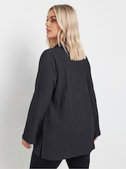 Yours Curve Grey Diamante Button Textured Shirt - Image 3 of 5