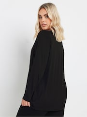 Yours Curve Black Diamante Bow Long Sleeve Top - Image 4 of 5