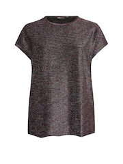 Yours Curve Black Rainbow Glitter Grown On Sleeve Top - Image 5 of 5