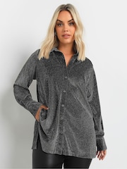 Yours Curve Silver Brillo Shirt - Image 1 of 5