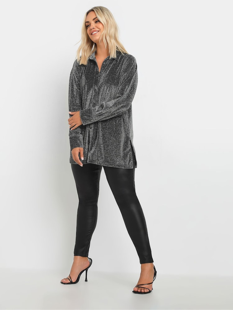 Yours Curve Silver Brillo Shirt - Image 2 of 5 Yours Curve Silver Brillo Shirt - Image 2 of 5