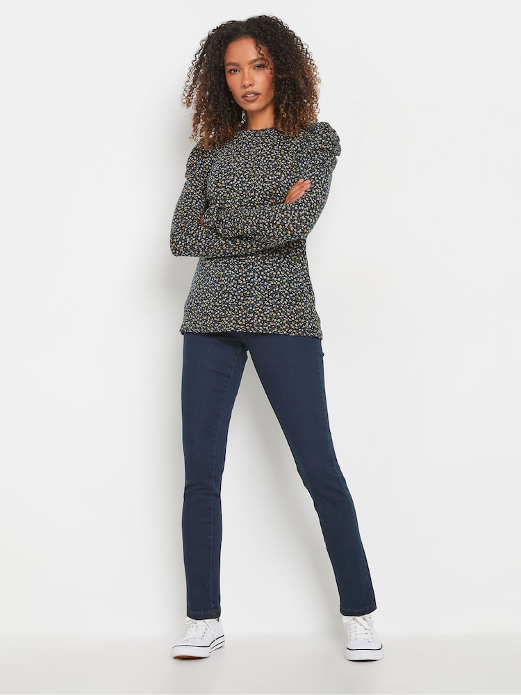 M&Co Blue Ditsy Puff Sleeve Top - Image 2 of 5