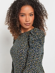 M&Co Blue Ditsy Puff Sleeve Top - Image 4 of 5