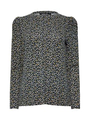 M&Co Blue Ditsy Puff Sleeve Top - Image 5 of 5