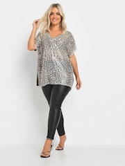 Yours Curve Natural Sequin Grown On Sleeve Top - Image 3 of 5