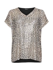 Yours Curve Natural Sequin Grown On Sleeve Top - Image 5 of 5
