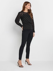 M&Co Black Spot Mesh Top - Image 4 of 6