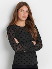 M&Co Black Spot Mesh Top - Image 5 of 6