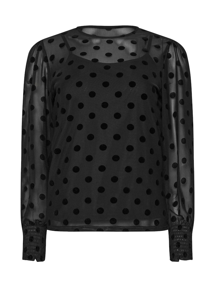 M&Co Black Spot Mesh Top - Image 6 of 6